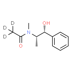 ChemSpider 2D Image | N-[(1R,2S)-1-Hydroxy-1-phenyl-2-propanyl]-N-methyl(~2~H_3_)acetamide | C12H14D3NO2