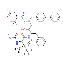 ChemSpider 2D Image | Methyl [(5R,10R,11R,14R)-11-benzyl-10-hydroxy-15,15-bis[(~2~H_3_)methyl]-5-(2-methyl-2-propanyl)-3,6,13-trioxo-8-[4-(2-pyridinyl)benzyl](16,16,16-~2~H_3_)-2-oxa-4,7,8,12-tetraazahexadecan-14-yl]carbam
ate (non-preferred name) | C38H43D9N6O7