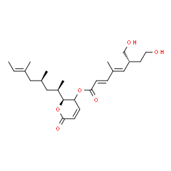 ChemSpider 2D Image | (2S)-2-[(2R,4S,6E)-4,6-Dimethyl-6-octen-2-yl]-6-oxo-3,6-dihydro-2H-pyran-3-yl (2E,4E,6R)-8-hydroxy-6-(hydroxymethyl)-4-methyl-2,4-octadienoate | C25H38O6