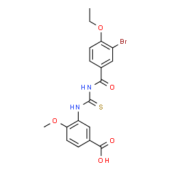 ChemSpider 2D Image | 3-{[(3-Bromo-4-ethoxybenzoyl)carbamothioyl]amino}-4-methoxybenzoic acid | C18H17BrN2O5S