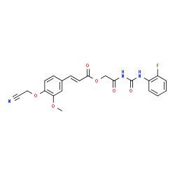 ChemSpider 2D Image | 2-{[(2-Fluorophenyl)carbamoyl]amino}-2-oxoethyl (2E)-3-[4-(cyanomethoxy)-3-methoxyphenyl]acrylate | C21H18FN3O6