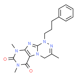 ChemSpider 2D Image | 3,7,9-Trimethyl-1-(3-phenylpropyl)-1,4-dihydro[1,2,4]triazino[3,4-f]purine-6,8(7H,9H)-dione | C19H22N6O2
