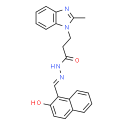 ChemSpider 2D Image | N'-[(E)-(2-Hydroxy-1-naphthyl)methylene]-3-(2-methyl-1H-benzimidazol-1-yl)propanehydrazide | C22H20N4O2