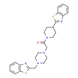 ChemSpider 2D Image | 2-[4-(1,3-Benzothiazol-2-ylmethyl)-1-piperazinyl]-1-[4-(1,3-benzothiazol-2-yl)-1-piperidinyl]ethanone | C26H29N5OS2
