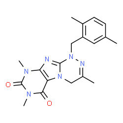 ChemSpider 2D Image | 1-(2,5-Dimethylbenzyl)-3,7,9-trimethyl-1,4-dihydro[1,2,4]triazino[3,4-f]purine-6,8(7H,9H)-dione | C19H22N6O2