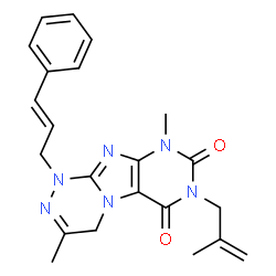 ChemSpider 2D Image | 3,9-Dimethyl-7-(2-methyl-2-propen-1-yl)-1-[(2E)-3-phenyl-2-propen-1-yl]-1,4-dihydro[1,2,4]triazino[3,4-f]purine-6,8(7H,9H)-dione | C22H24N6O2