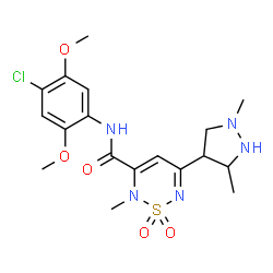 ChemSpider 2D Image | N-(4-Chloro-2,5-dimethoxyphenyl)-5-(1,3-dimethyl-4-pyrazolidinyl)-2-methyl-2H-1,2,6-thiadiazine-3-carboxamide 1,1-dioxide | C18H24ClN5O5S