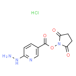 ChemSpider 2D Image | 2,5-Dioxopyrrolidin-1-yl 6-hydrazinylnicotinate hydrochloride | C10H11ClN4O4
