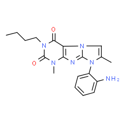 ChemSpider 2D Image | 8-(2-Aminophenyl)-3-butyl-1,7-dimethyl-1H-imidazo[2,1-f]purine-2,4(3H,8H)-dione | C19H22N6O2