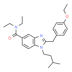 ChemSpider 2D Image | 2-(4-Ethoxybenzyl)-N,N-diethyl-1-(3-methylbutyl)-1H-benzimidazole-5-carboxamide | C26H35N3O2