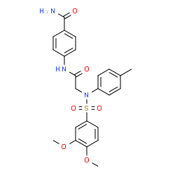 ChemSpider 2D Image | 4-({N-[(3,4-Dimethoxyphenyl)sulfonyl]-N-(4-methylphenyl)glycyl}amino)benzamide | C24H25N3O6S
