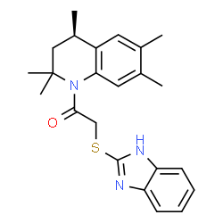 ChemSpider 2D Image | 2-(1H-Benzimidazol-2-ylsulfanyl)-1-[(4R)-2,2,4,6,7-pentamethyl-3,4-dihydro-1(2H)-quinolinyl]ethanone | C23H27N3OS