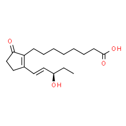 ChemSpider 2D Image | 8-{2-[(1E,3R)-3-Hydroxy-1-penten-1-yl]-5-oxo-1-cyclopenten-1-yl}octanoic acid | C18H28O4