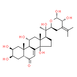 ChemSpider 2D Image | (2beta,3beta,5beta,11alpha,22S,28R,29S)-2,3,11,14,20,28,29-Heptahydroxy-22,29-epoxystigmasta-7,24-dien-6-one | C29H44O9