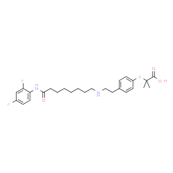 ChemSpider 2D Image | 2-({4-[2-({8-[(2,4-Difluorophenyl)amino]-8-oxooctyl}amino)ethyl]phenyl}sulfanyl)-2-methylpropanoic acid | C26H34F2N2O3S