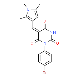 ChemSpider 2D Image | 1-(4-bromophenyl)-5-[(1,2,5-trimethyl-3-pyrrolyl)methylidene]-1,3-diazinane-2,4,6-trione | C18H16BrN3O3
