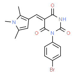 ChemSpider 2D Image | (5Z)-1-(4-Bromophenyl)-5-[(1,2,5-trimethyl-1H-pyrrol-3-yl)methylene]-2,4,6(1H,3H,5H)-pyrimidinetrione | C18H16BrN3O3