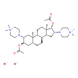 ChemSpider 2D Image | (2alpha,3beta,5beta,8alpha,9beta,10alpha,13alpha,14beta,16alpha,17alpha)-3,17-Diacetoxy-2,16-bis(4,4-dimethylpiperazin-4-ium-1-yl)androstane dibromide | C35H62Br2N4O4