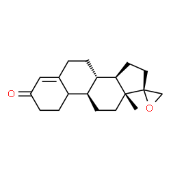 ChemSpider 2D Image | (8S,9R,13R,14R,17R)-13-Methyl-1,6,7,8,9,10,11,12,13,14,15,16-dodecahydrospiro[cyclopenta[a]phenanthrene-17,2'-oxiran]-3(2H)-one | C19H26O2