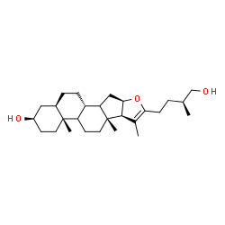 ChemSpider 2D Image | (3alpha,5beta,8alpha,9xi,10alpha,13alpha,14xi,16beta,17beta,25S)-Furost-20(22)-en-3,26-diol | C27H44O3