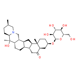 ChemSpider 2D Image | (3alpha,8alpha,9beta,10alpha,12beta,13alpha,14beta,20beta,22beta,25alpha)-20-Hydroxy-6-oxocevan-3-yl alpha-L-glucopyranoside | C33H53NO8