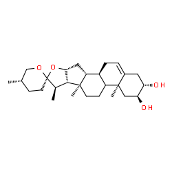 ChemSpider 2D Image | (2beta,3alpha,8alpha,9xi,10alpha,13alpha,14beta,17beta,20R,22S,25S)-Spirost-5-en-2,3-diol | C27H42O4
