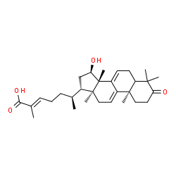 ChemSpider 2D Image | (5xi,10alpha,13alpha,14beta,15beta,17alpha,20S,24E)-15-Hydroxy-3-oxolanosta-7,9(11),24-trien-26-oic acid | C30H44O4