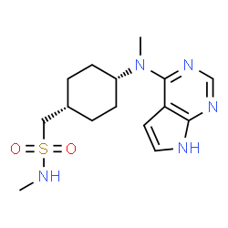 ChemSpider 2D Image | N-Methyl-1-{cis-4-[methyl(7H-pyrrolo[2,3-d]pyrimidin-4-yl)amino]cyclohexyl}methanesulfonamide | C15H23N5O2S