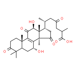ChemSpider 2D Image | (5xi,7alpha,12beta,17alpha)-7,12-Dihydroxy-3,11,15,23-tetraoxolanost-8-en-26-oic acid | C30H42O8