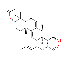 ChemSpider 2D Image | (3beta,10alpha,16alpha)-3-Acetoxy-16-hydroxylanosta-7,9(11),24-trien-21-oic acid | C32H48O5