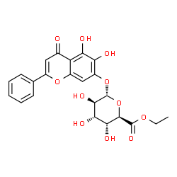 ChemSpider 2D Image | 5,6-Dihydroxy-4-oxo-2-phenyl-4H-chromen-7-yl ethyl alpha-L-altropyranosiduronate | C23H22O11