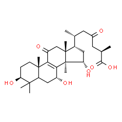 ChemSpider 2D Image | (3beta,5xi,7alpha,15alpha,17alpha,25R)-3,7,15-Trihydroxy-11,23-dioxolanost-8-en-26-oic acid | C30H46O7