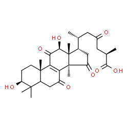 ChemSpider 2D Image | (3beta,5xi,12beta,17alpha,25R)-3,12-Dihydroxy-7,11,15,23-tetraoxolanost-8-en-26-oic acid | C30H42O8