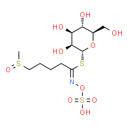 ChemSpider 2D Image | 1-S-[(1Z)-5-(Methylsulfinyl)-N-(sulfooxy)pentanimidoyl]-1-thio-alpha-D-mannopyranose | C12H23NO10S3