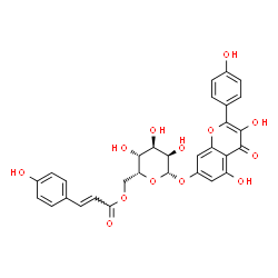 ChemSpider 2D Image | 3,5-Dihydroxy-2-(4-hydroxyphenyl)-4-oxo-4H-chromen-7-yl 6-O-[(2E)-3-(4-hydroxyphenyl)-2-propenoyl]-beta-D-gulopyranoside | C30H26O13