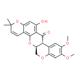 ChemSpider 2D Image | (7aR,13aS)-6-Hydroxy-9,10-dimethoxy-3,3-dimethyl-13,13a-dihydro-3H-chromeno[3,4-b]pyrano[2,3-h]chromen-7(7aH)-one | C23H22O7