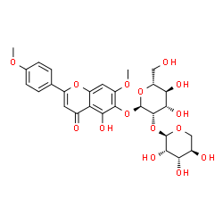 ChemSpider 2D Image | 5-Hydroxy-7-methoxy-2-(4-methoxyphenyl)-4-oxo-4H-chromen-6-yl 2-O-alpha-D-lyxopyranosyl-alpha-D-mannopyranoside | C28H32O15