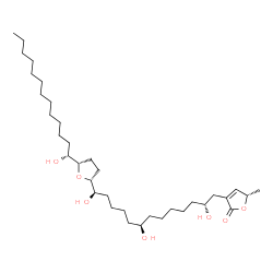 ChemSpider 2D Image | (5S)-5-Methyl-3-[(2R,8R,13R)-2,8,13-trihydroxy-13-{(2R,5S)-5-[(1R)-1-hydroxytridecyl]tetrahydro-2-furanyl}tridecyl]-2(5H)-furanone | C35H64O7