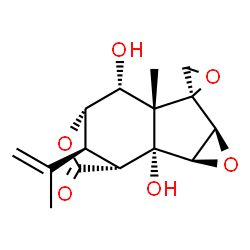 ChemSpider 2D Image | (1R,2R,3R,5S,6S,7S,8R,9S,12S)-2,8-Dihydroxy-12-isopropenyl-7-methyl-11H-spiro[4,10-dioxatetracyclo[7.2.1.0~2,7~.0~3,5~]dodecane-6,2'-oxiran]-11-one | C15H18O6