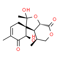 ChemSpider 2D Image | (1R,2R,2'R,3a'S,4'S,7a'S)-2,2'-Dihydroxy-2',4,4'-trimethyl-3a',4',5',7a'-tetrahydro-3H,7'H-spiro[cyclohex-4-ene-1,3'-furo[2,3-c]pyran]-3,7'-dione | C15H20O6