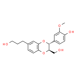 ChemSpider 2D Image | 4-[(2R,3R)-3-(Hydroxymethyl)-7-(3-hydroxypropyl)-2,3-dihydro-1,4-benzodioxin-2-yl]-2-methoxyphenol | C19H22O6