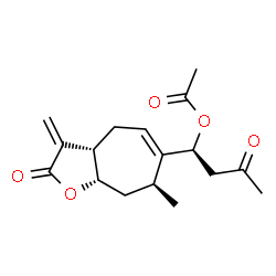ChemSpider 2D Image | (1S)-1-[(3aS,7S,8aS)-7-Methyl-3-methylene-2-oxo-3,3a,4,7,8,8a-hexahydro-2H-cyclohepta[b]furan-6-yl]-3-oxobutyl acetate | C17H22O5