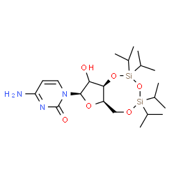 ChemSpider 2D Image | 4-Amino-1-[(6aR,8R,9aR)-9-hydroxy-2,2,4,4-tetraisopropyltetrahydro-6H-furo[3,2-f][1,3,5,2,4]trioxadisilocin-8-yl]-2(1H)-pyrimidinone | C21H39N3O6Si2
