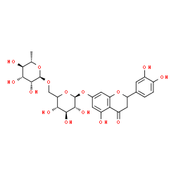 ChemSpider 2D Image | 2-(3,4-Dihydroxyphenyl)-5-hydroxy-4-oxo-3,4-dihydro-2H-chromen-7-yl (5xi)-6-O-(6-deoxy-alpha-L-mannopyranosyl)-beta-D-xylo-hexopyranoside | C27H32O15