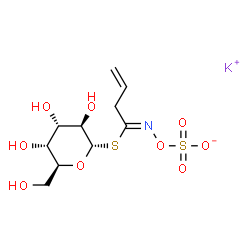 ChemSpider 2D Image | Potassium 1-S-[(1Z)-N-(sulfonatooxy)-3-butenimidoyl]-1-thio-alpha-L-altropyranose | C10H16KNO9S2