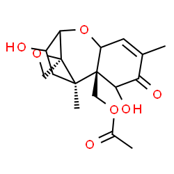 ChemSpider 2D Image | (11xi)-3,7-Dihydroxy-8-oxo-12,13-epoxytrichothec-9-en-15-yl acetate | C17H22O7