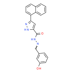 ChemSpider 2D Image | N'-(3-Hydroxybenzylidene)-3-(1-naphthyl)-1H-pyrazole-5-carbohydrazide | C21H16N4O2