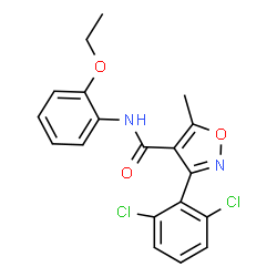 ChemSpider 2D Image | 3-(2,6-Dichlorophenyl)-N-(2-ethoxyphenyl)-5-methyl-1,2-oxazole-4-carboxamide | C19H16Cl2N2O3