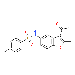 ChemSpider 2D Image | N-(3-Acetyl-2-methyl-1-benzofuran-5-yl)-2,4-dimethylbenzenesulfonamide | C19H19NO4S