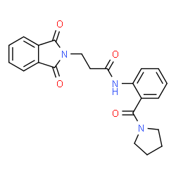 ChemSpider 2D Image | 3-(1,3-Dioxo-1,3-dihydro-2H-isoindol-2-yl)-N-[2-(1-pyrrolidinylcarbonyl)phenyl]propanamide | C22H21N3O4